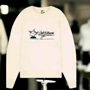 CAFÉ KITSUNÉ
Logo-Print Cotton Sweatshirt
M